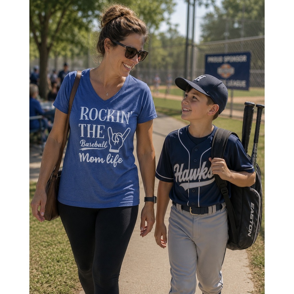 Faded Glory Womens Rocking The Baseball Mom Life T-Shirt